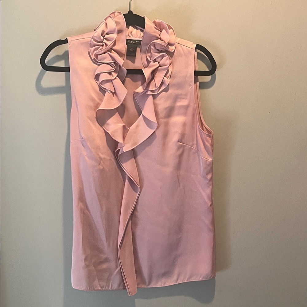Ann Taylor Soft Pink Ruffled Blouse